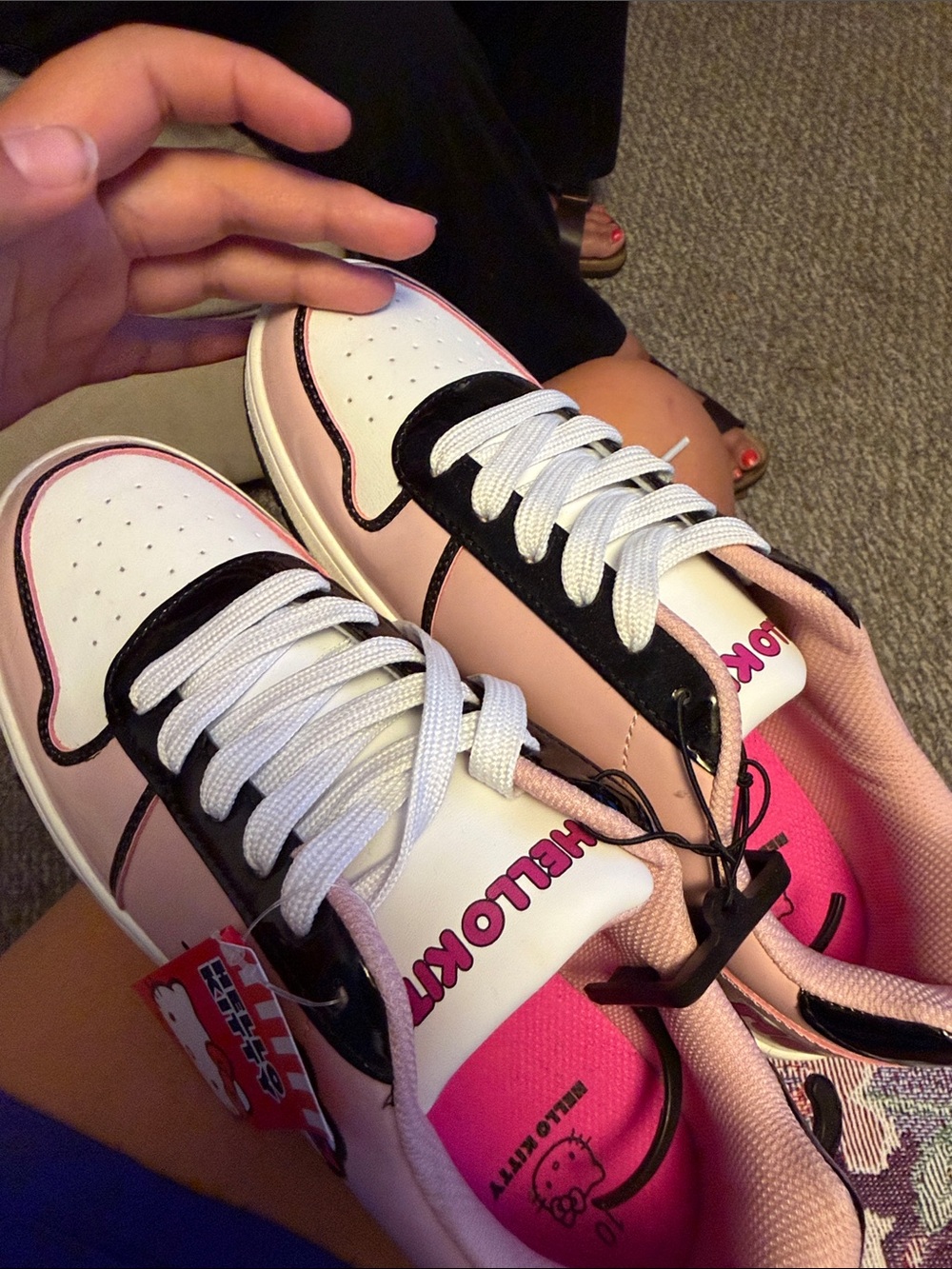 Hello Kitty Pink, White and Black Women's Low-Top Sneakers - Picture 2 of 3